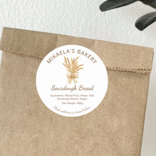 Bakery Name Sourdough Bread Wheat Bakery Classic Round Sticker