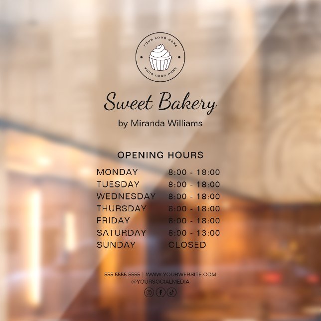Bakery Opening Hours Custom Logo Business (Sheet 2)