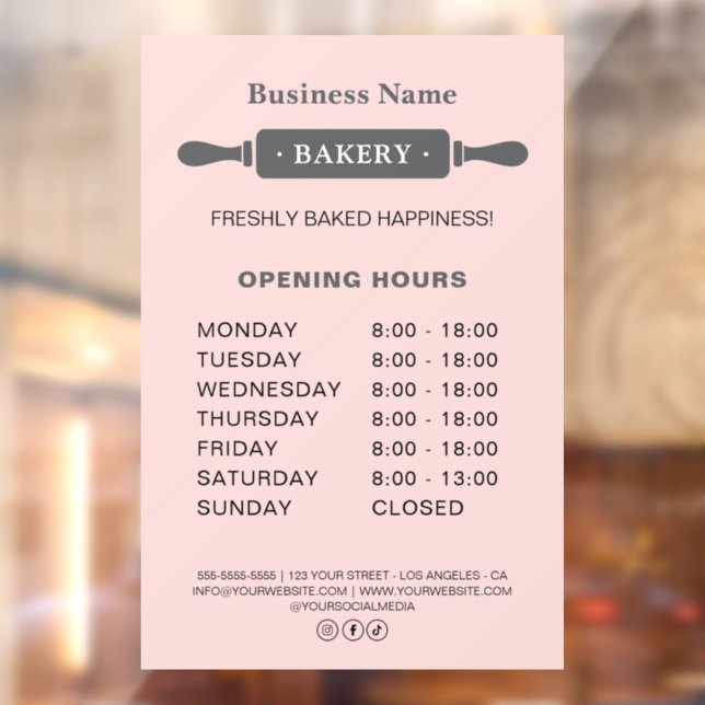 Bakery Opening Hours Rolling Pin Pink (Sheet 2)