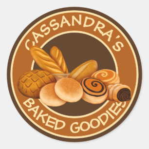 Bakery Pastries Your Name Bread Baker’s Logo Classic Round Sticker