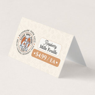 Bakery Pastry Baker Display Sign Label Price Tag