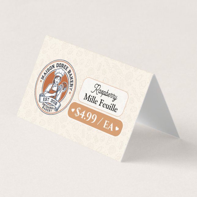 Bakery Pastry Baker Display Sign Label Price Tag (Front)