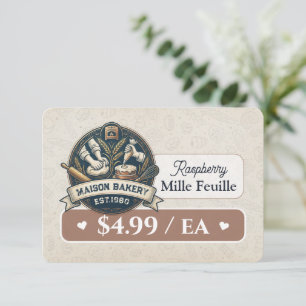 Bakery Pastry Baker Display Sign Label Price Tag Thank You Card