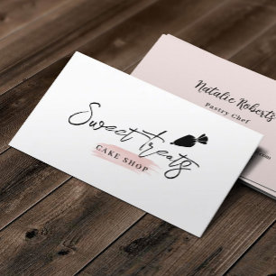 Bakery Pastry Cake Chef Piping Bag Minimalist Business Card