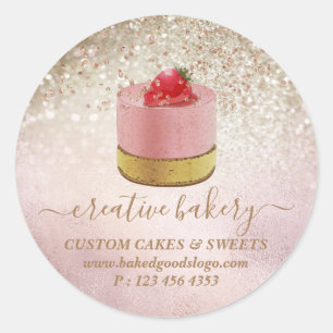 Bakery Pastry Cake Decor Wood glitter sparkles Classic Round Sticker