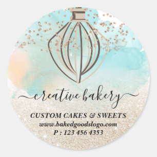Bakery Pastry Cake ombre glitter sparkle mixer Classic Round Sticker