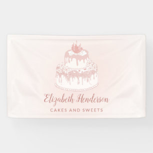 Bakery Pastry Cake Sweets Rose Gold Blush Pink Banner