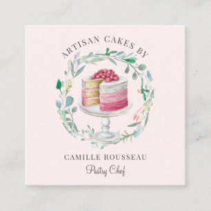 Bakery Pastry Chef Baker Pink Square Business Card