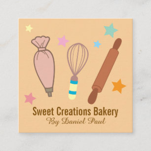 Bakery Pastry Chef Baker Square Business Card