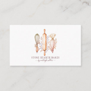 Bakery Pastry Chef Baker Utensils Pink Business Card