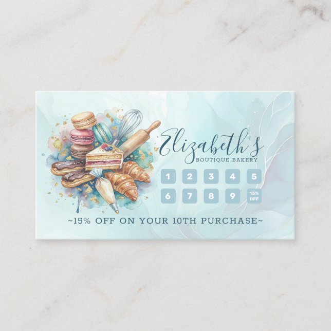 Bakery Pastry Chef Baking Catering Loyalty Punch Card (Front)