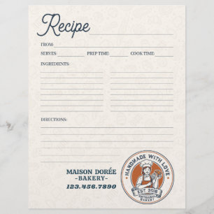 Bakery Pastry Chef Baking Recipe Page Cookbook