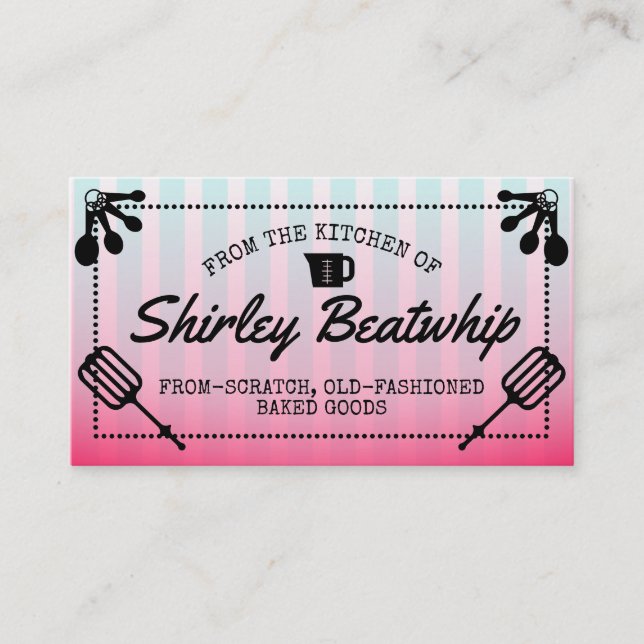 Bakery pastry chef baking utensils cakes cookies business card (Front)