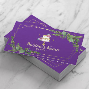 Bakery Pastry Chef Botanical Sweet Cake Purple Business Card