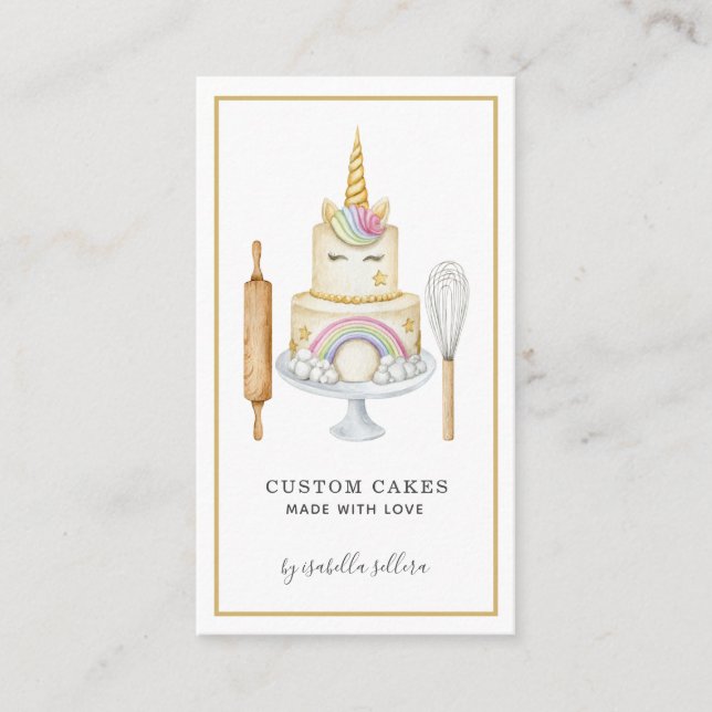 Bakery Pastry Chef Cake And Baking Utensils  Business Card (Front)