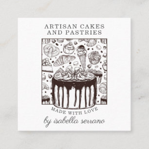 Bakery Pastry Chef Cakes And Pastries Square Business Card