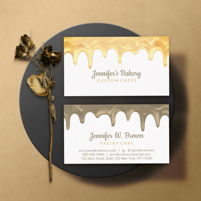 Bakery Pastry Chef Dripping Honey Business Card (Creator Uploaded)