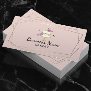 Bakery Pastry Chef Geometric Frame Blush Pink Business Card
