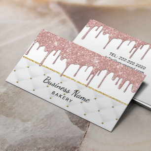 Bakery Pastry Chef Modern Rose Gold Drips Business Card