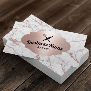 Bakery Pastry Chef Modern Rose Gold Marble #2 Business Card