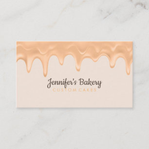 Bakery Pastry Chef Pink Cake Cream Dripping Business Card