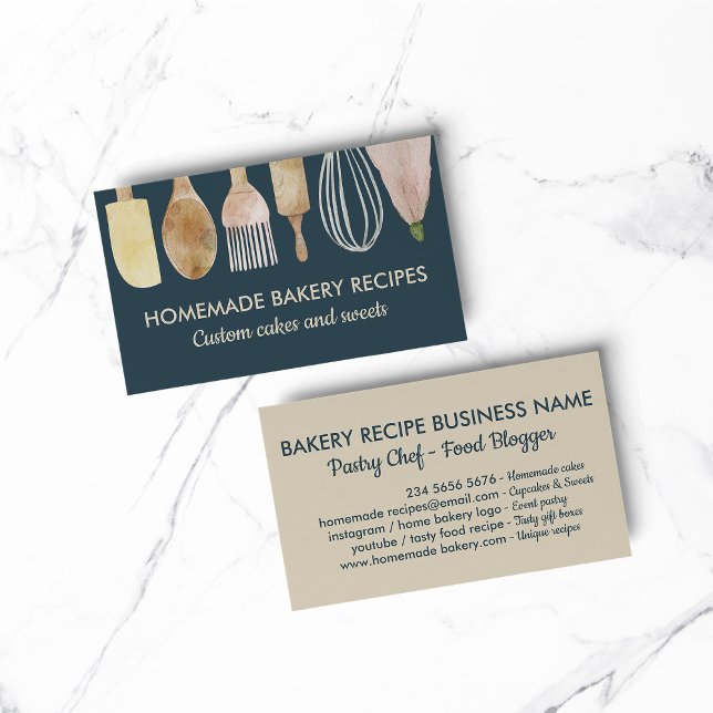 Bakery pastry chef tasty cake decoration business card (bakery business  chef)