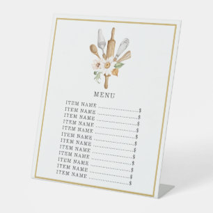 Bakery Pastry Chef Watercolor Baking Utensil Tools Pedestal Sign