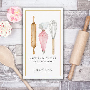 Bakery Pastry Chef Watercolor Baking Utensils Business Card