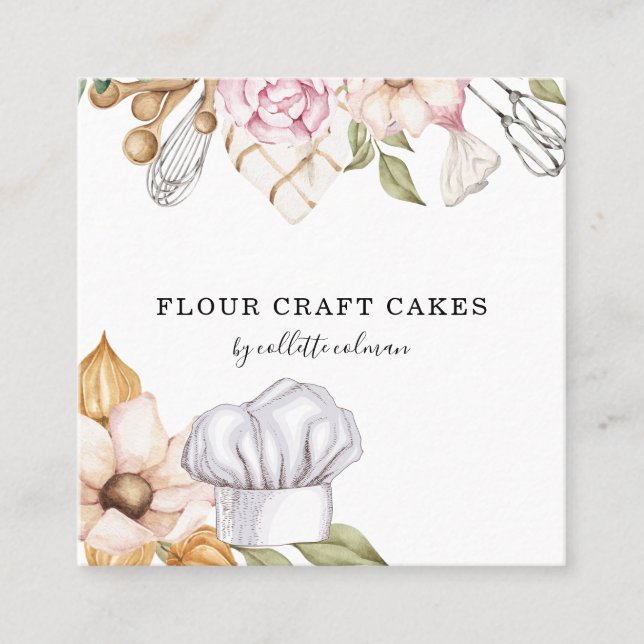 Bakery Pastry Chef Watercolor Business Card (Front)