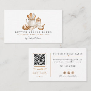 Bakery Pastry Chef Watercolor Business Card