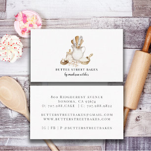 Bakery Pastry Chef Watercolor Business Card