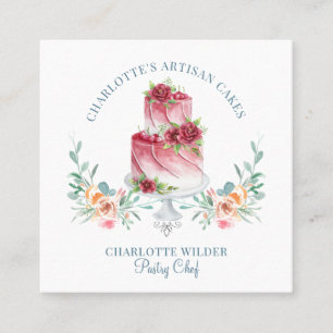 Bakery Pastry Chef Watercolor Cake Dessert Square Business Card