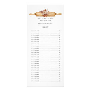 Bakery Pastry Chef Watercolor Floral Rolling Pin  Rack Card