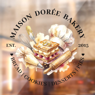 Bakery Pastry Chef Watercolor Gold Baking Catering