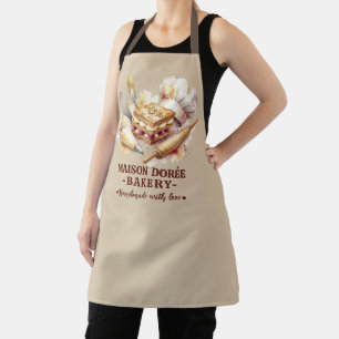 Bakery Pastry Chef Watercolor Gold Baking Catering Apron