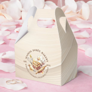Bakery Pastry Chef Watercolor Gold Baking Catering Favour Box
