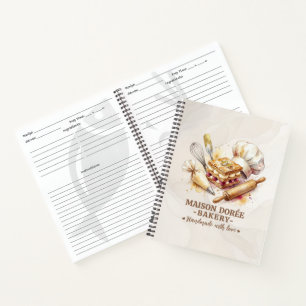 Bakery Pastry Chef Watercolor Gold Baking Catering Notebook