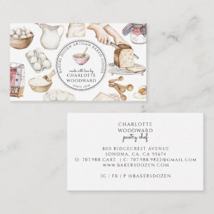 Bakery Pastry Chef Watercolor  Square Business Car Card