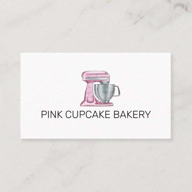Bakery Pastry Cupcake Pink Mixer Business Card (Front)