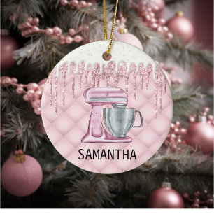 Bakery Pastry Frosting Drips Monogram Cook Ceramic Tree Decoration
