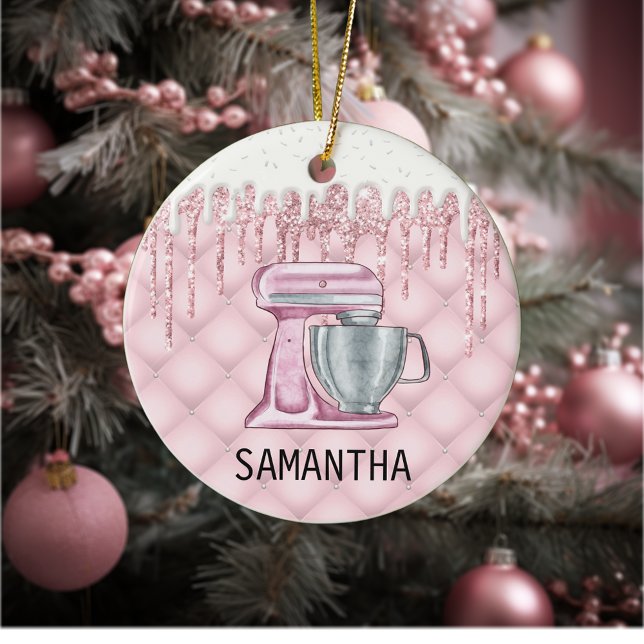 Bakery Pastry Frosting Drips Monogram Cook Ceramic Tree Decoration (Creator Uploaded)