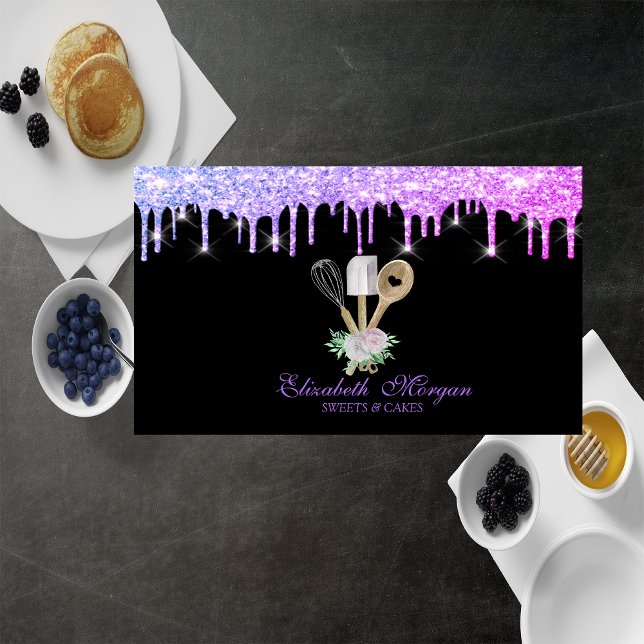 Bakery Pastry Hand Tools Flowers Drips   Business Card (Creator Uploaded)