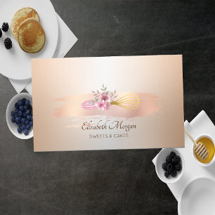 Bakery Pastry Hand Tools Rose Gold Brush Stroke Business Card
