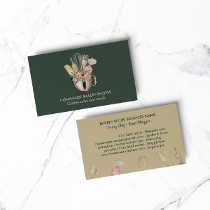 Bakery pastry hand tools sage green gold business card