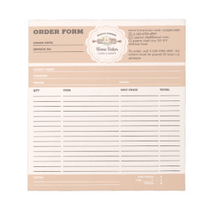 Bakery Pastry Order Form Notepad
