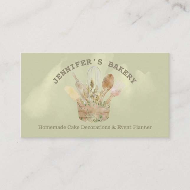 Bakery pastry patisserie chef rustic design cute business card (Front)