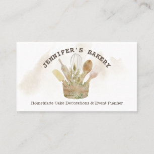 Bakery pastry patisserie chef rustic watercolor business card