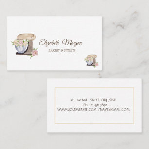  Bakery Pastry Retro Mixer Flowers   Business Card