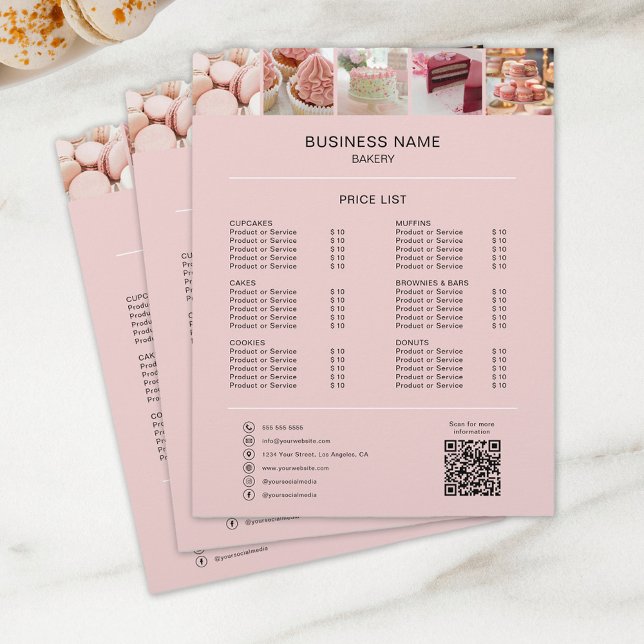 Bakery Photo Social Media Icons Price List Flyer (Bakery Photo Social Media Icons Price List Flyer by MINTIC DESIGN STUDIO)