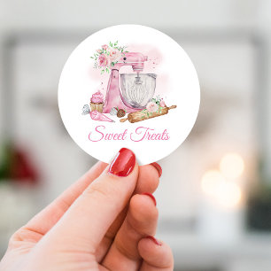 Bakery Pink Mixer Classic Round Sticker